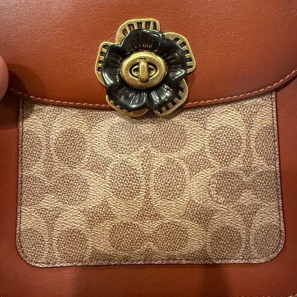 Coach Tan and Brown Crossbody Bag with Gold Accents - Picture 7 of 12